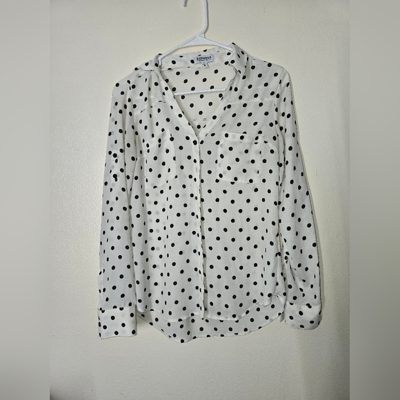Express White and Black Polka Dot Blouse - Picture 1 of 3